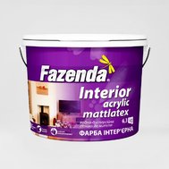 Фарба інтер'єрна для стін та стель стійка до миття Interior acrilic 6,3 кг, TM Fazenda