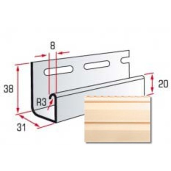 Планка J-trim (песочная) 3,66 м, TM Alta-Siding
