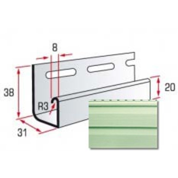 J-trim     (салатовая) 3,66м. TMAlta-Siding
