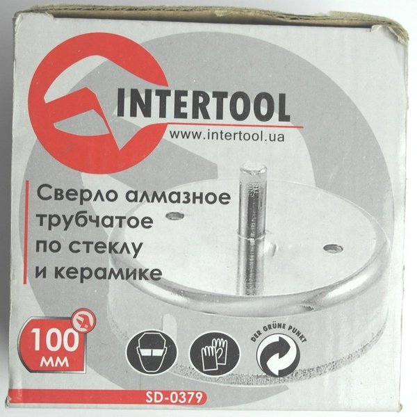 Свердло алмазне трубчате по склу та кераміці 100 мм SD-0379, INTERTOOL