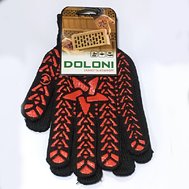 Перчатки TM DOLONI Звезда, трикотаж черные с желтым ПВХ, универсал, 7 клаcc