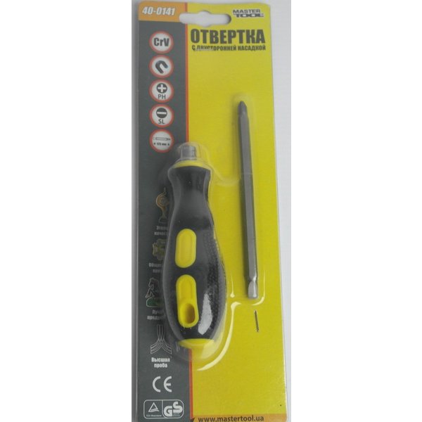 Отверка с двусторонней насадкой,MASTERTOOL PH2*SL6 125мм