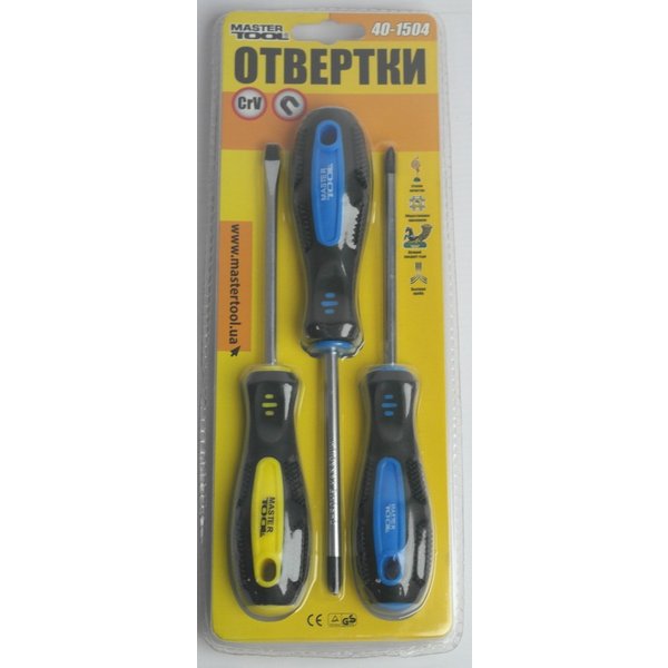 Набор отверток 3шт (PH1*100, 2*100,SL5*100) MASTER TOOL