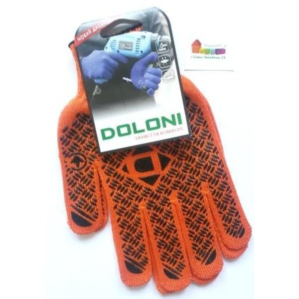 Перчатки TM DOLONI рабочие, трикотаж с ПВХ рисунком, универсал, 11 размер