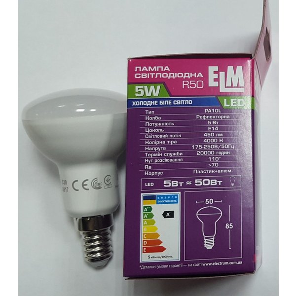 Светодиодная лампа ELM Led R50 5W E14 PA10L 4000