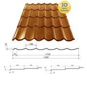 Металлочерепица Атланта 350/15 0,50*1200 РЕ ( изготовитель сырья Китай)
