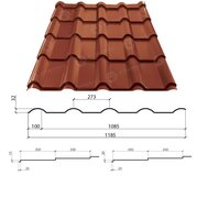 Металлочерепица Афина 350/15 0,45*1185 РЕ ( изготовитель сырья Италия)