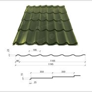 Металлочерепица Гранд 350/15 0,45*1195 РЕМА (изготовитель сырья Китай)