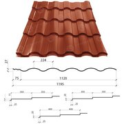 Металлочерепица Валенсия 350/15 0,45*1195 РЕ (изготовитель сырья Италия)