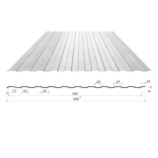Профнастил С-8 0,50*1205*1150 Алюмоцинк (Люксембург)