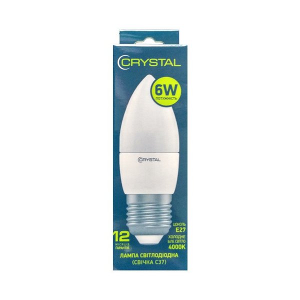 Светодиодная лампа CRYSTAL Led С37 6W PA E27 4K A37-002