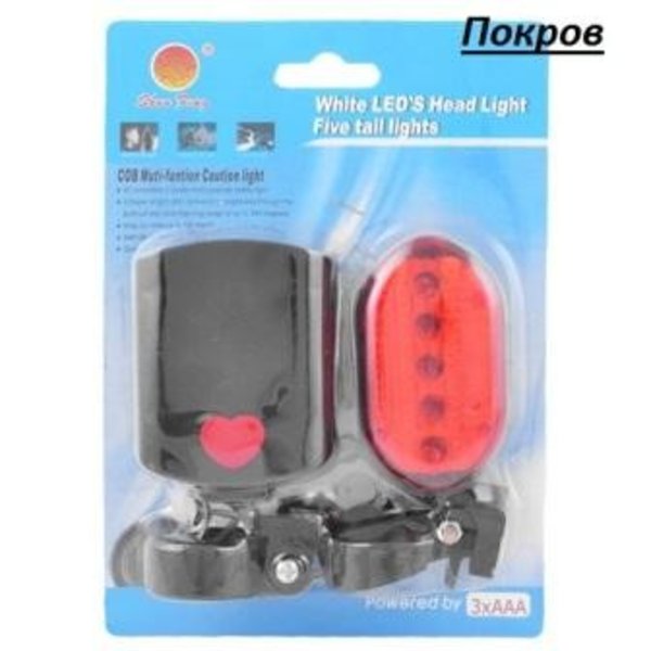 Фонарь для велосипеда SF-035 COB  3AAA STOP-5 LED 2AAA