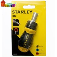 Отвертка укороченая Stanley Multibit Ratchet Stubby реверсивная + 6 бит