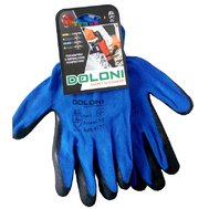 Перчатки TM DOLONI трикотажные с латексным покрытием неполный облив синие 4177 арт.