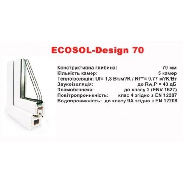 Окно откидное REHAU ECOSOL-DESING 70 1000х600 мм