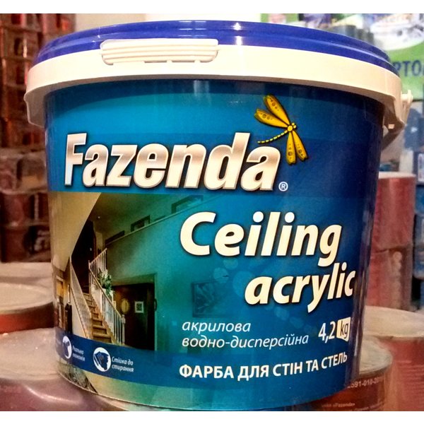 Фарба інтер'єрна для стель Ceiling acrilic 1,2 кг, TM Fazenda