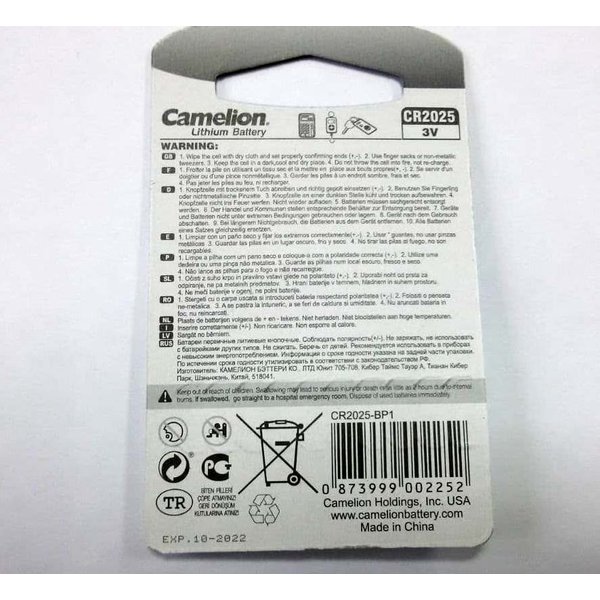 Батарейка часовая CAMELION Lithium Battery CR2025 / 1 BL 3V