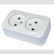 Розетка ASTRA NV двойная наруж. без заземления, белая HN-017091, RIGHT HAUSEN