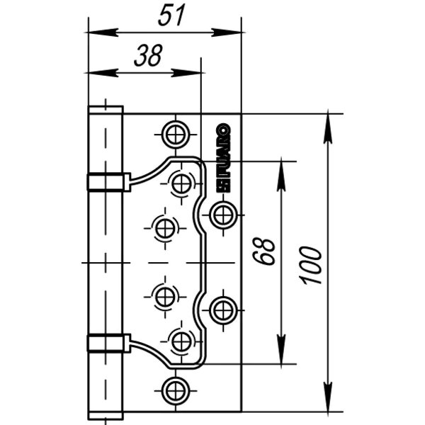 Петля накладная БАБОЧКА 500-2ВВ 100х75х2,5 PN мат.никель, TM FUARO