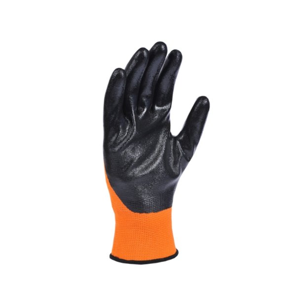 Перчатки TM DOLONI трикотаж с нитриловым покрытием, неполный облив, черные