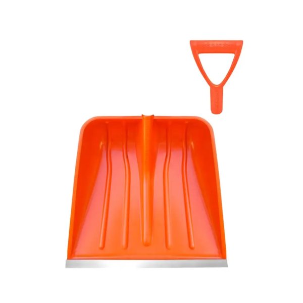 Лопата для снега пластик с алюмин. наконечн. и ручкой, синяя, 400x400 мм, BudMonster Profi