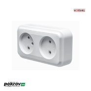 Розетка внешняя 2 гнезда б.з. 16 А, R016-237, Marshel