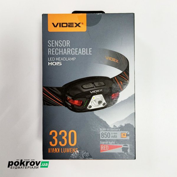 Фонарик налобный VIDEX VLF-H015 330Lm 5000K встроен аккум. TYPE-C, защита, 5 режим