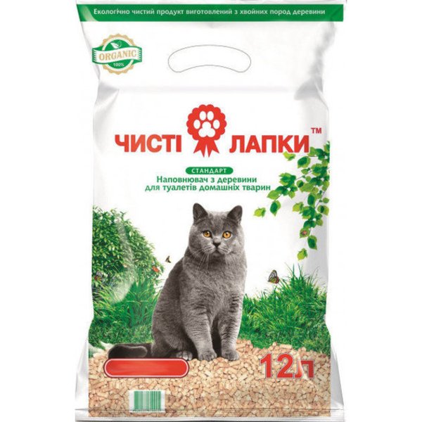 Наполнитель для туалетов домашных животных древесный 3 кг, Чисті Лапки
