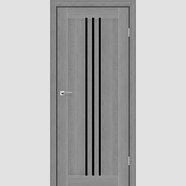 Дверное полотно Петра (800х2000, Альба пепельная, чёрное стекло)