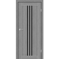 Дверное полотно Петра (800х2000, Альба пепельная, чёрное стекло)
