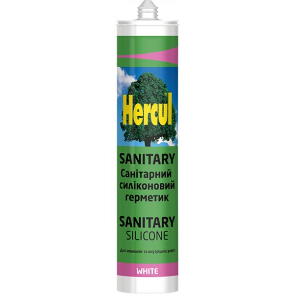 Герметик санітарний Сіліконовий Sanitary, Білий 280 ml 340 г, Hercul