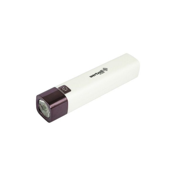 Ліхтар ручний 3 режими 1W LED 80 lum/7000K, 60 м, power bank, USB, Li-ion 1200mAh, білий, WERTVOLL