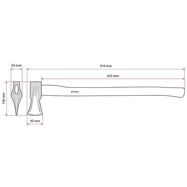 Сокира-колун 2000 г дерев'яна ручка, Intertool