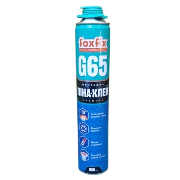 Клей-піна універсальна ПРО+ручка G65 (-15 +35С) 850 мл 900 г, FOXFIX