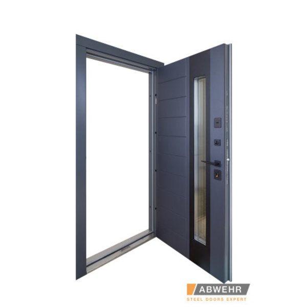 Двері ABWEHR Frame FR 2 (Simpli 0;462;ФНРз;СПД 1960*850;левая;Vз;9005п(черный);Белая;Kale/Kale;стекл