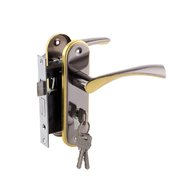 Ручка дверная с замком и цилиндром FZB ET-71157 BN/GP ключ/ключ