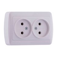 Розетка подвійна б/з біла DEMET 711-0200-128, LEZARD