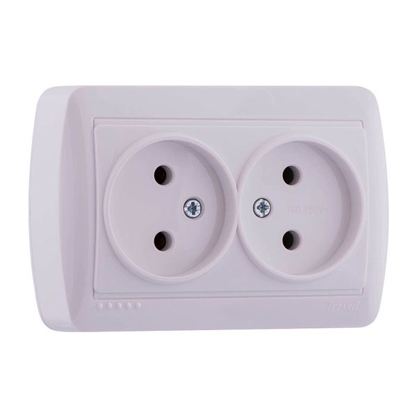 Розетка подвійна б/з біла DEMET 711-0200-128, LEZARD