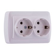 Розетка подвійна з/з біла накладна DEMET 711-0200-127, LEZARD