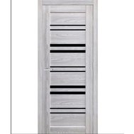 Полотно дверне ПВХ ТМ DOORS 2000х800х40мм С 017 (скло чорне) (ясень сизий)