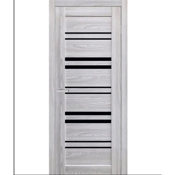 Полотно дверне ПВХ ТМ DOORS 2000х800х40мм С 017 (скло чорне) (ясень сизий)