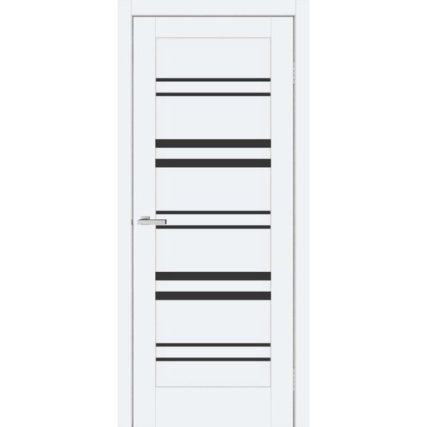 Полотно дверне ПВХ ТМ DOORS 2000х800х40мм С 017 (скло чорне) (емаліт білий)