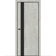 Полотно дверне ПВХ ТМ DOORS 2000х800х40мм TRENTO 03 (скло чорне)  (бетон світлий)