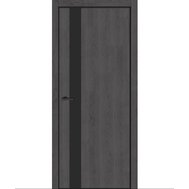 Полотно дверне ПВХ ТМ DOORS 2000х800х40мм TRENTO 03 (скло чорне)  (дуб суво)