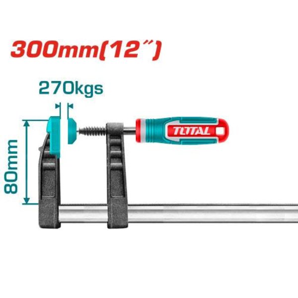 Струбцина столярна 300 мм, тип F, ТНТ1320801 TOTAL