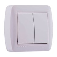 Вимикач подвійний DEMET білий, 711-0200-101, LEZARD