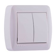 Вимикач подвійний DEMET білий, 711-0200-101, LEZARD