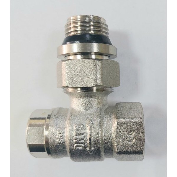 Клапан радіаторний угловий, відсічний, 1/2х1/2, низ, латунь, никель, RAFTEC (25/100) NRK 11