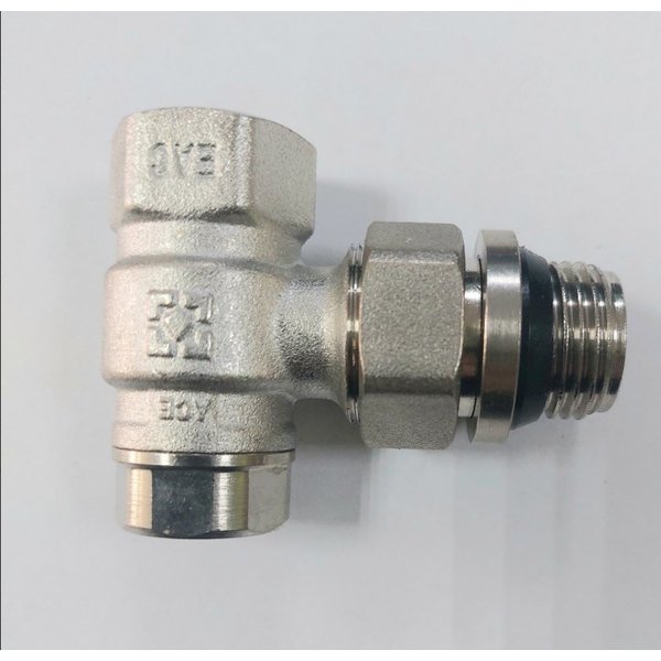 Клапан радіаторний угловий, відсічний, 1/2х1/2, низ, латунь, никель, RAFTEC (25/100) NRK 11