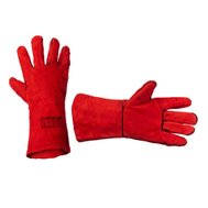 Краги замшеві червоні, підкладка по всій довжині, 35 см SP-0156 INTERTOOL